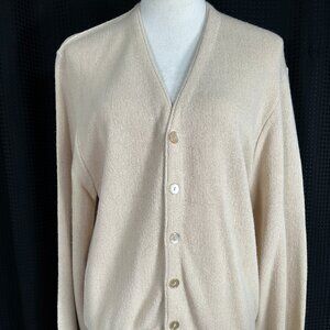 Vintage The JC Penny Sweater Mens Cardigan Cream Color Grandpa Wool Blend Size M